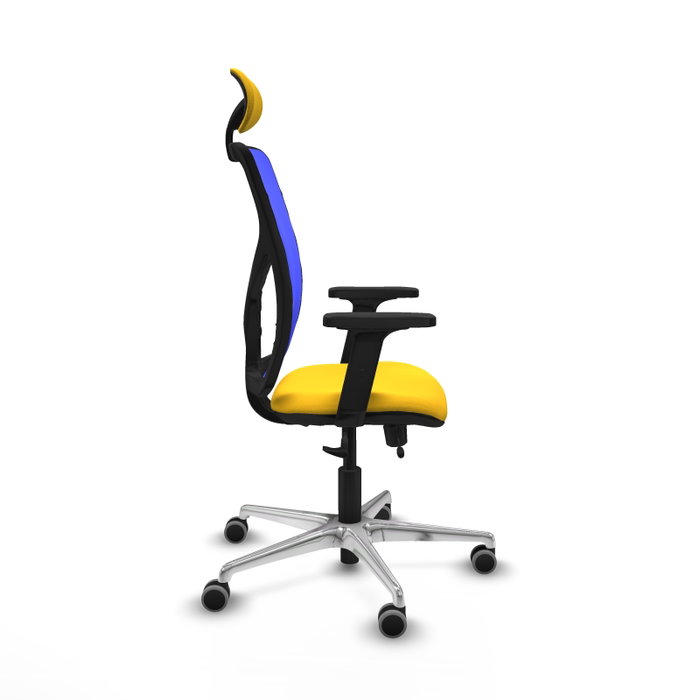 PIQUERAS Y CRESPO Silla de oficina Motilla con mecanismo Sincro/Traslack, Amarillo y Azul