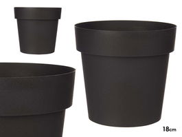 Maceta Ibergarden Plástico Antracita 18 cm Diámetro, 17 cm Alto. Capacidad 2.5L (Set de 12)