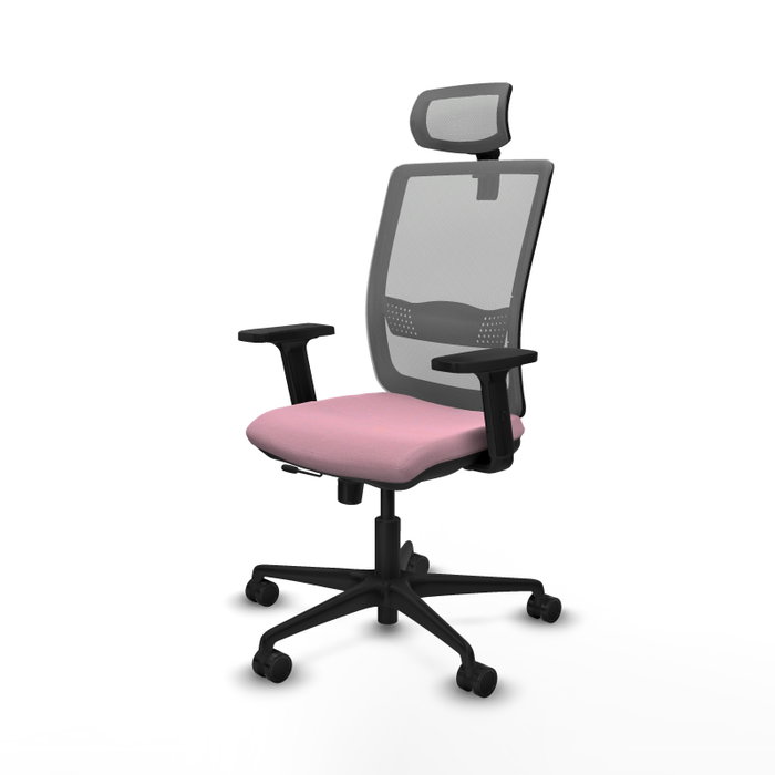 PIQUERAS Y CRESPO Silla de oficina Haches Rosa y Gris con mecanismo Sincro/Traslack, Brazos 2D y Cabecero 2D