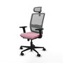 PIQUERAS Y CRESPO Silla de oficina Haches Rosa y Gris con mecanismo Sincro/Traslack, Brazos 2D y Cabecero 2D