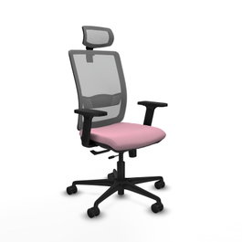 PIQUERAS Y CRESPO Silla de oficina Haches Rosa y Gris con mecanismo Sincro/Traslack, Brazos 2D y Cabecero 2D