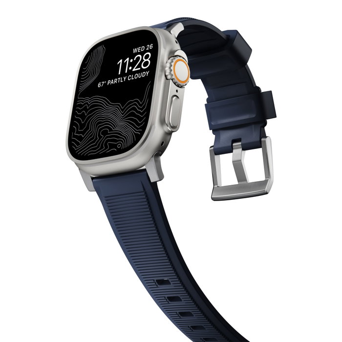 Nomad Rugged Strap Atlantic Blue Connector Silver 42/44/45/49mm