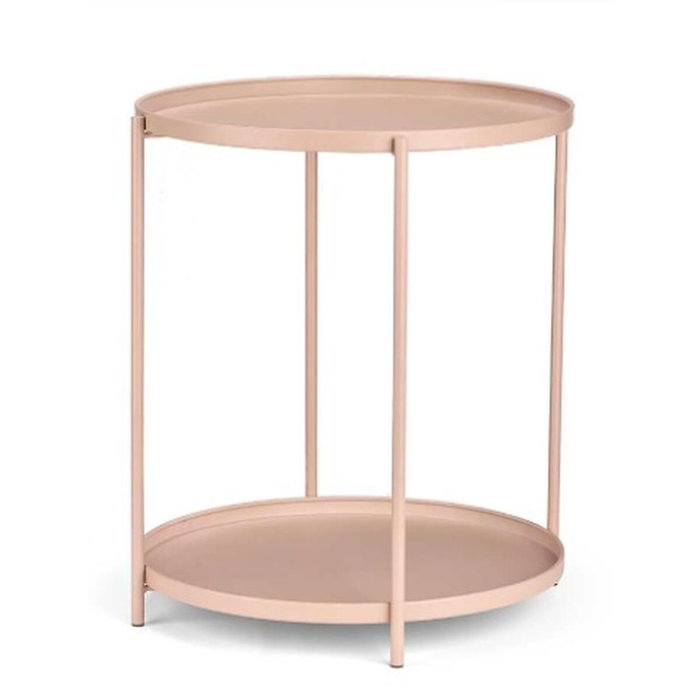 GIFTDECOR Mesa Auxiliar Redonda Doble Nude Marrón