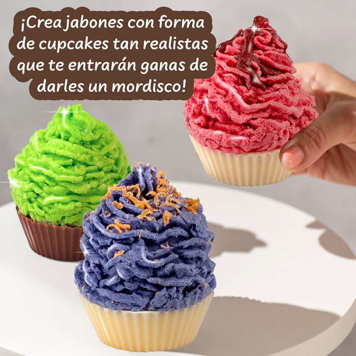 Science4You 80004923 - Kit para Hacer Jabones Artesanales Cupcakes, Experimentos Científicos para Niños +8 Años, Multicolor, en Español/Portugués