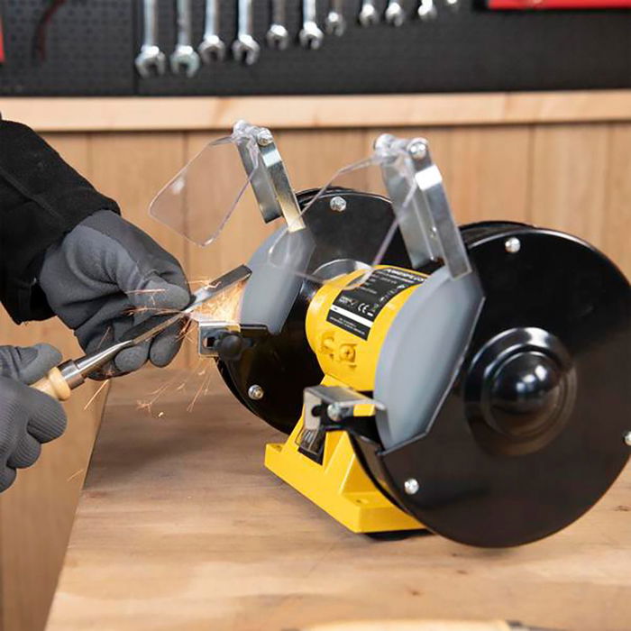 Powerplus Esmeriladora de Banco 150 W con 2 Ruedas Abrasivas de Ø150 mm, Velocidad 2980 rpm, Para Afilar Herramientas, 220-240 V