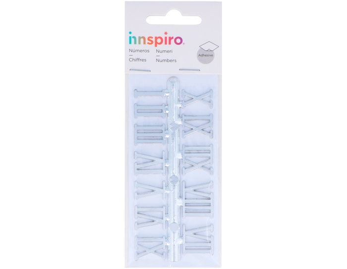 Innspiro Números Romanos de Plástico Adhesivos Plateados 15mm