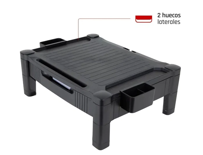 Q-connect Soporte ajustable para monitor o impresora con cajón, negro
