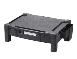 Q-connect Soporte ajustable para monitor o impresora con cajón, negro