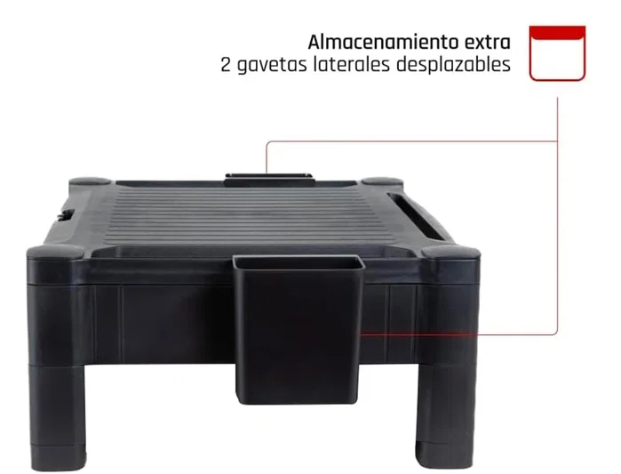 Q-connect Soporte ajustable para monitor o impresora con cajón, negro