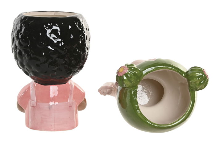 DKD Home Decor Macetero Urban Verde Marron Ceramica 11 x 16 x 11 cm (4 Unidades)