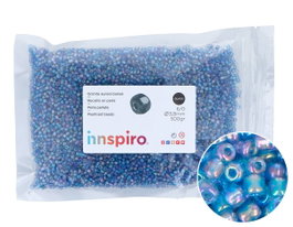 Innspiro Rocalla de Vidrio Redonda Aurora Boreale Azul Cyan 3,8 mm 500g