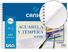 Canson Bloc Acuarela y Témpera Basik Espiral 10 Hojas 370 gr 32,5x46 cm Suelto