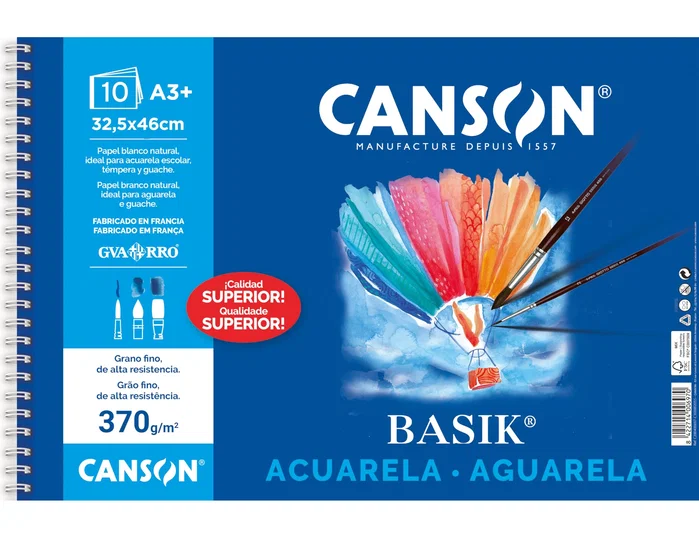 Canson Bloc Basik A3+ de 370g para Acuarela y Témpera
