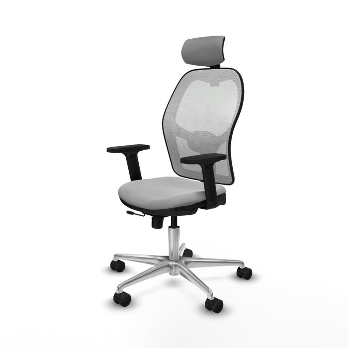 PIQUERAS Y CRESPO Silla de oficina Jorquera con mecanismo Sincro/Traslack, Gris claro y Blanco