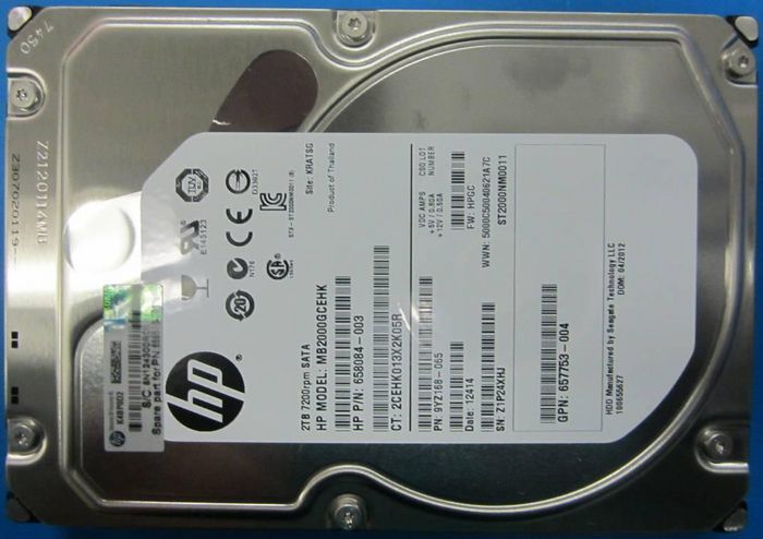 HP Unidad de Disco Duro 2TB SATA 7.200 RPM 6Gb/s 3.5 pulgadas LFF