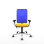 PIQUERAS Y CRESPO Silla de oficina Motilla con mecanismo Sincro/Traslack, Azul y Amarillo