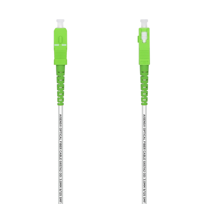Aisens Latiguillo de Fibra Óptica G657A2 3.0 9/125 SMF Simplex 40m Blanco SC/APC-SC/APC