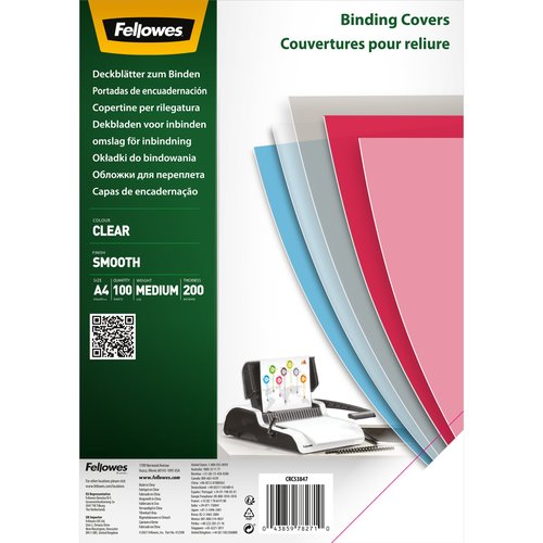 Fellowes Tapas de Encuadernación DIN A4 0,2 mm Transparentes Fellowes Tapas de Encuadernación DIN A4 0,2 mm Transparentes