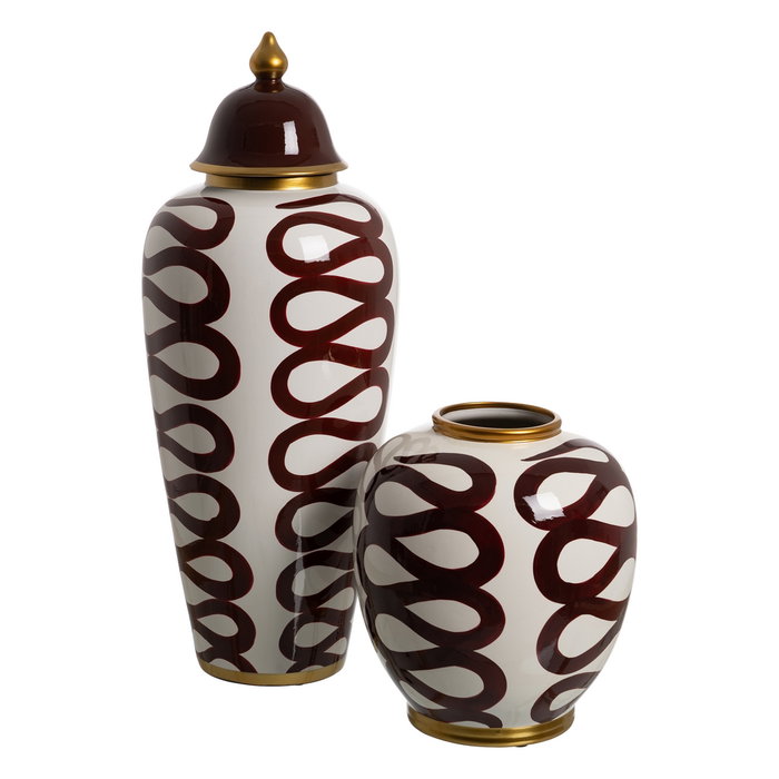 Tibor Blanco-Marrón Porcelana Decoración 25 X 25 X 63 cm
