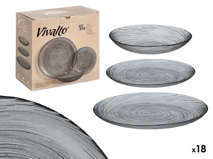 VIVALTO Vajilla de Vidrio de 18 Piezas Gris VIVALTO Vajilla de Vidrio de 18 Piezas Gris