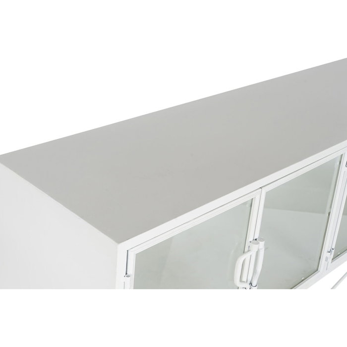 DKD Home Decor Consola de Metal y Cristal Blanco 120x35x80 cm