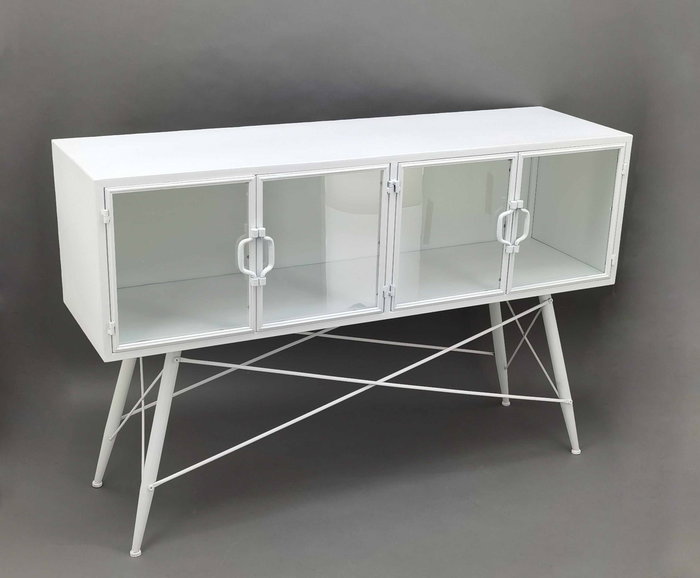 DKD Home Decor Consola Loft Blanco 35 x 80 x 120 cm Metal Cristal Puertas 4 DKD Home Decor Consola Loft Blanco 35 x 80 x 120 cm Metal Cristal Puertas 4