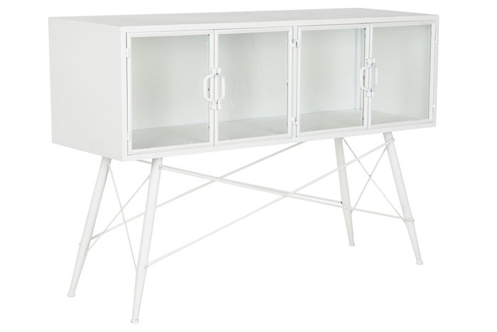 DKD Home Decor Consola Loft Blanco 35 x 80 x 120 cm Metal Cristal Puertas 4 DKD Home Decor Consola Loft Blanco 35 x 80 x 120 cm Metal Cristal Puertas 4