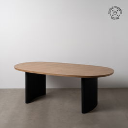 Mesa Comedor Negro-Natural Dm-Madera 220 X 113 X 75 cm
