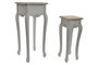 DKD Home Decor Set de 2 Mesitas Auxiliares Versalles3 de Abeto Natural y Blanco