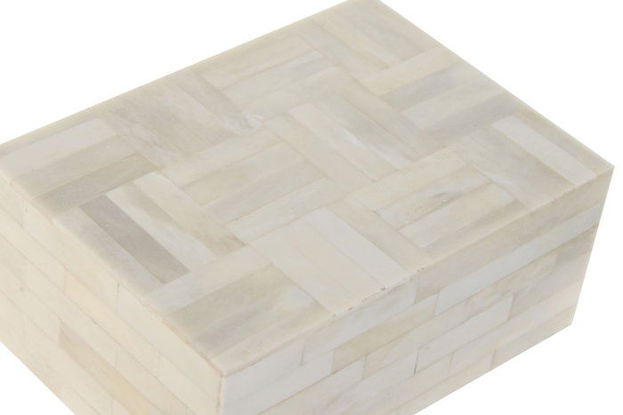 DKD Home Decor Set de 2 Joyeros Hueso Rectangular con Rayas Natural DKD Home Decor Set de 2 Joyeros Hueso Rectangular con Rayas Natural