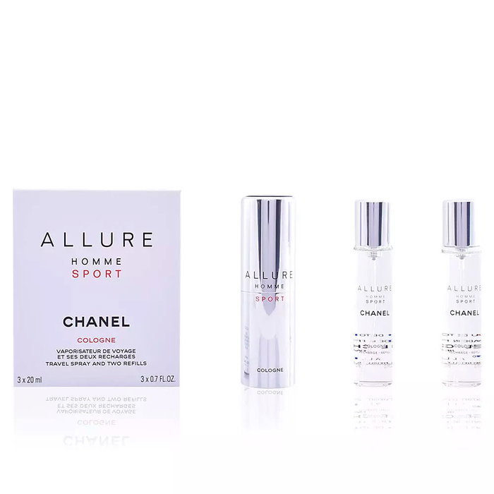 Chanel Allure Homme Sport Cologne Eau de Toilette - Pack Vaporizador de Viaje Recargable con 2 Recargas, 3 x 20 ml, Fragancia Cítrica Aromática para Hombre