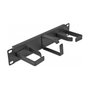 DeLOCK Panel de Gestión de Cables de 10" (25.4 cm), 3 Ganchos Metálicos (2 Horizontal, 1 Vertical), 1U, Negro, Metal - Accesorio Rack