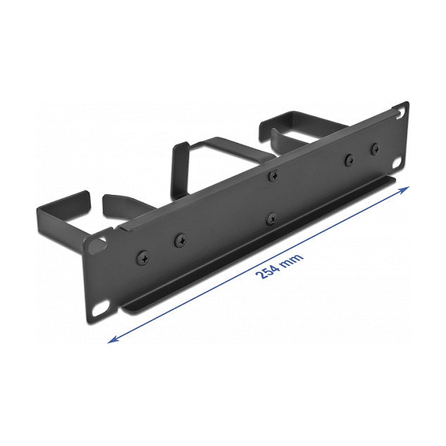 DeLOCK Panel de Gestión de Cables de 10" (25.4 cm), 3 Ganchos Metálicos (2 Horizontal, 1 Vertical), 1U, Negro, Metal - Accesorio Rack