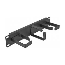 DeLOCK Panel de gestión de cables de 10 pulgadas con 3 ganchos metálicos 1U Negro