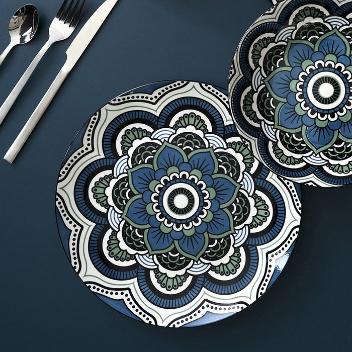 Home Deco Factory Plato Llano Mandala Azul Mirage 26 cm