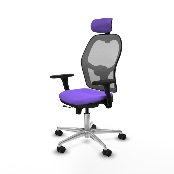 PIQUERAS Y CRESPO Silla de oficina Jorquera con mecanismo Sincro/Traslack, Tela Lila y Malla Gris