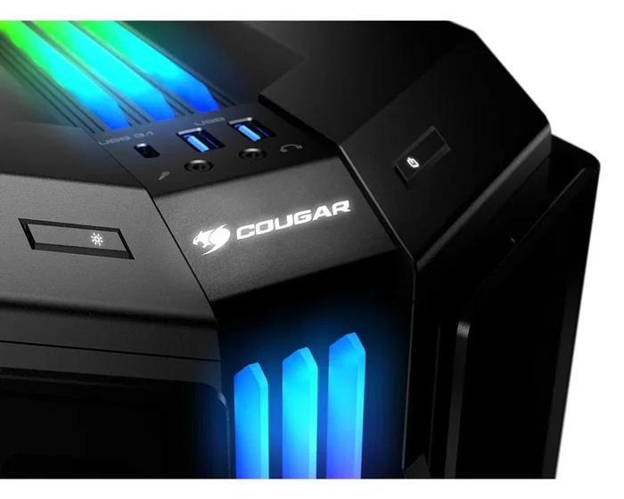Cougar Gemini T Pro Midi Tower PC Negro Cristal Templado - Compatible con ATX, Micro-ATX, Mini-ITX, 17cm CPU Cooler, 40cm VGA, Ventana Lateral, Control RGB