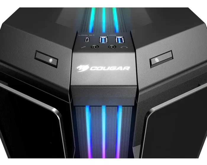 Cougar Gemini T Pro Midi Tower PC Negro Cristal Templado - Compatible con ATX, Micro-ATX, Mini-ITX, 17cm CPU Cooler, 40cm VGA, Ventana Lateral, Control RGB