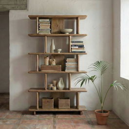 Estantería Natural Madera de Mango Salón 106 X 35,50 X 175 C