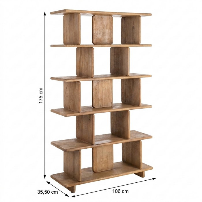 Estantería Natural Madera de Mango Salón 106 X 35,50 X 175 C