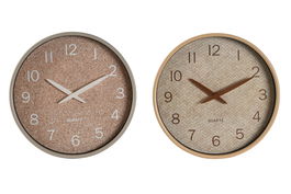 DKD Home Decor Reloj de Pared Scandi Natural Marron 4.7 x 30 x 30 cm (2 Unidades)