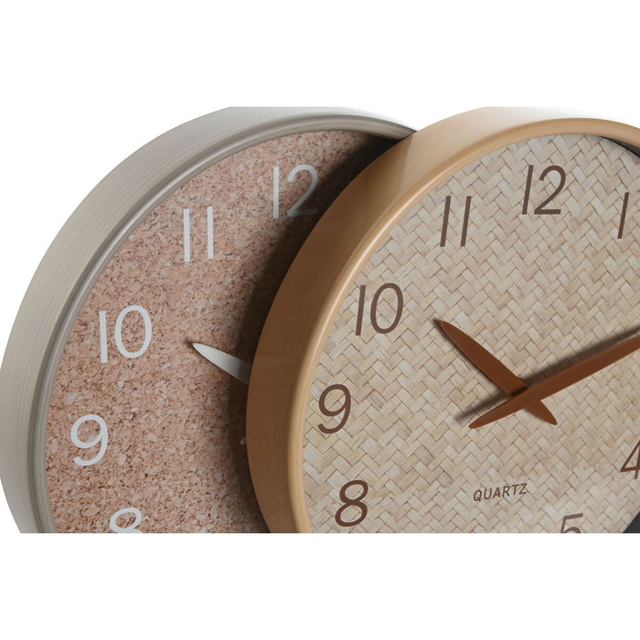 DKD Home Decor Reloj de Pared PVC Símil Madera Pack de 2