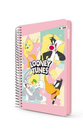 MOOVING Bloc Mooving Premium Looney Tunes Tapa Dura Cuadriculado 5x5 Set de 12