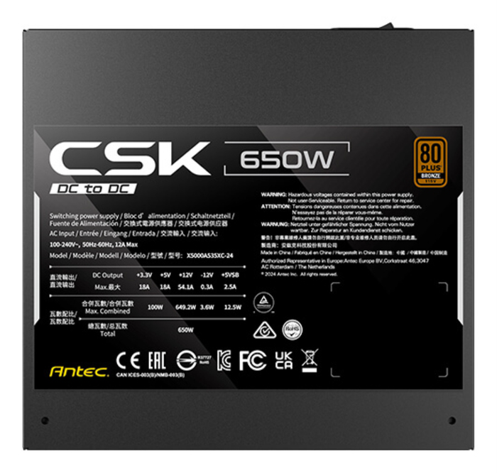 Antec CSK650DC EC 650 W 80 PLUS Bronze ATX Negro