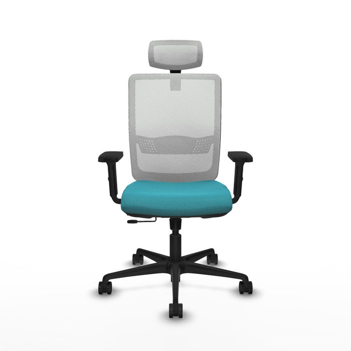 PIQUERAS Y CRESPO Silla de oficina Haches, Tela Turquesa y Malla Blanco, Mecanismo Sincro/Traslack