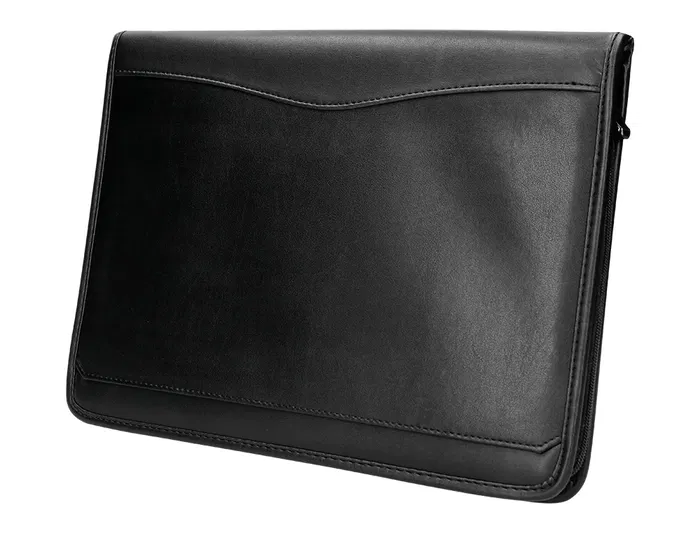 Q-connect Carpeta Portafolios Cremallera con Bolsa para Móvil y Tarjetero, Negro, 260x355 mm