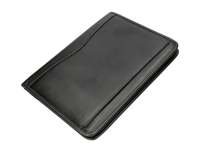Q-connect Carpeta Portafolios Cremallera con Bolsa para Móvil y Tarjetero, Negro, 260x355 mm