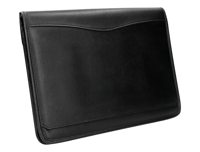 Q-connect Carpeta Portafolios Cremallera con Bolsa para Móvil y Tarjetero, Negro, 260x355 mm