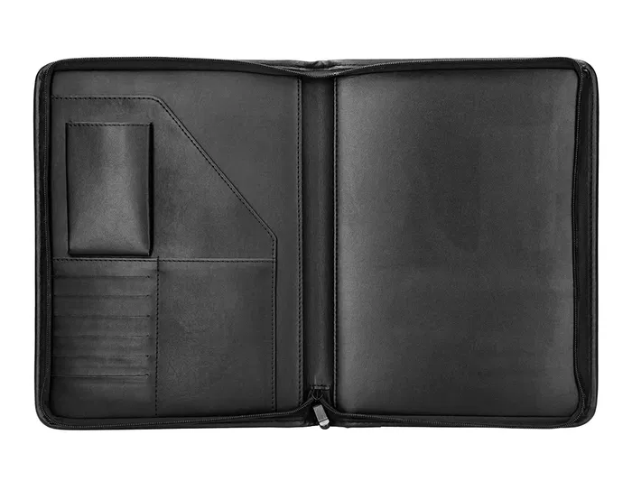 Q-connect Carpeta Portafolios Cremallera con Bolsa para Móvil y Tarjetero, Negro, 260x355 mm