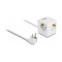 DeLOCK Extensión de Enchufe Cúbico 3 Tomas con Protección para Niños y USB, 1,5 m, Blanco
